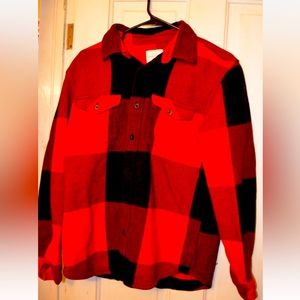 American Eagle Classic Fit Heavy Weight Red Flannel Shirt Shacket Size Medium